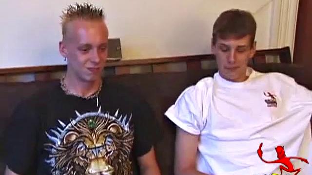 As they watch some porn, Roar and Skylerr strip naked and pull out their dicks. After they get some hard-ons, Roar dives deep onto Skylerr's cock. Skylerr gives Roar some head and they switch on each other until Roar blows his wad.