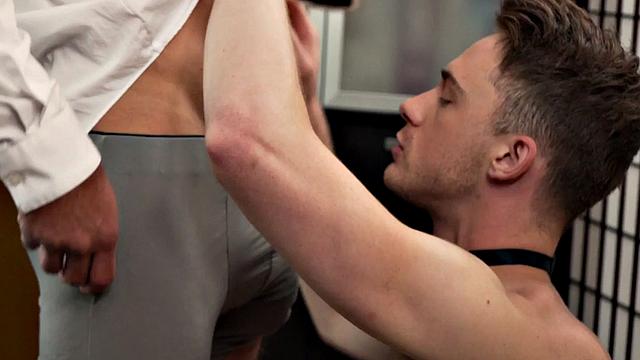 Dominant tattooed stud bareback fucks BF on the bed