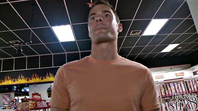 Horny straight stud gets seduced by a hung stranger at the gloryhole