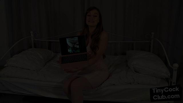 Sexy brunette in stockings talks about small cocks