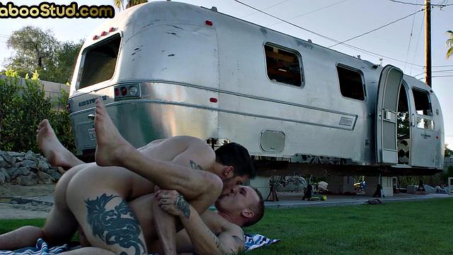 Kinky stepbrother barebacked outdoors after asshole licking