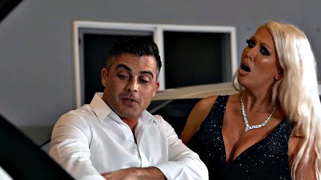 Bootylicious bisex mature with big boobs fucked in car threesome