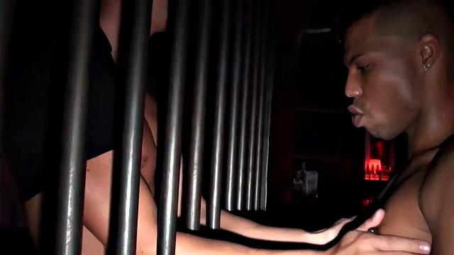 Black amateur bottom fucked in public by white top