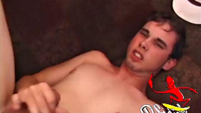 Tapher Blaze and Mark OReilly enjoy hardcore porn and comparing bulges. After stripping down, Mark explains it's only his second time with a dude.