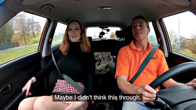 UK beauty blowing and getting nailed after the driving lesson