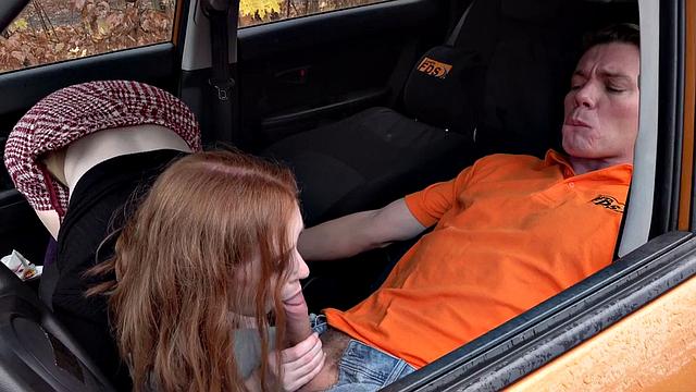 UK beauty blowing and getting nailed after the driving lesson