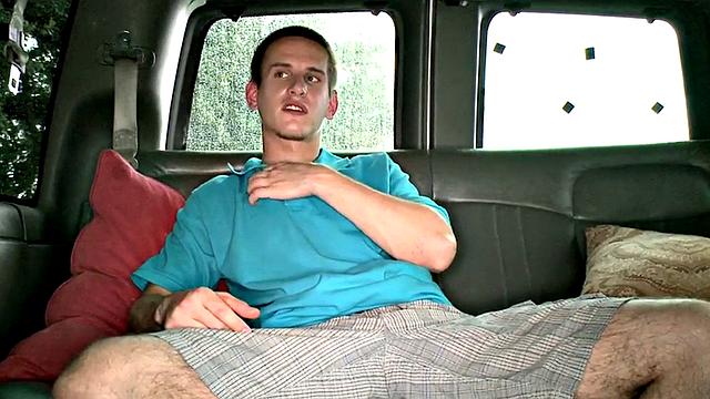 Naive stud fucks gay jock in pickup van till cumshot