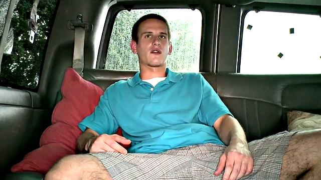Naive stud fucks gay jock in pickup van till cumshot