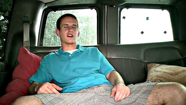 Naive stud fucks gay jock in pickup van till cumshot