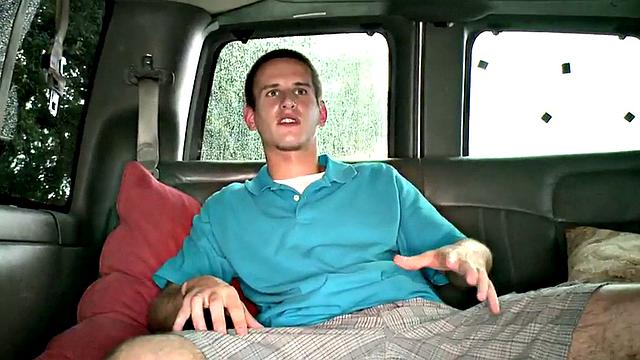 Naive stud fucks gay jock in pickup van till cumshot