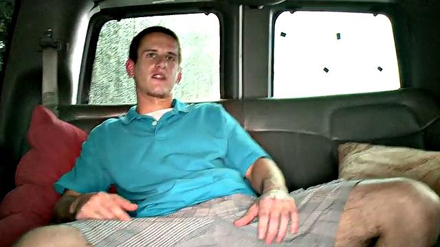 Naive stud fucks gay jock in pickup van till cumshot