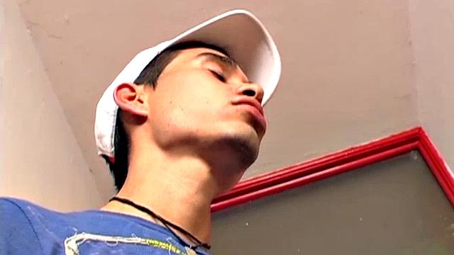 Alex wants to get fucked and a phone call soon has Lian at the door. He quickly gets the skinny boy naked and starts sucking his big uncut dick. Down on the floor, the boys are enjoying a 69 when Angel walks in.