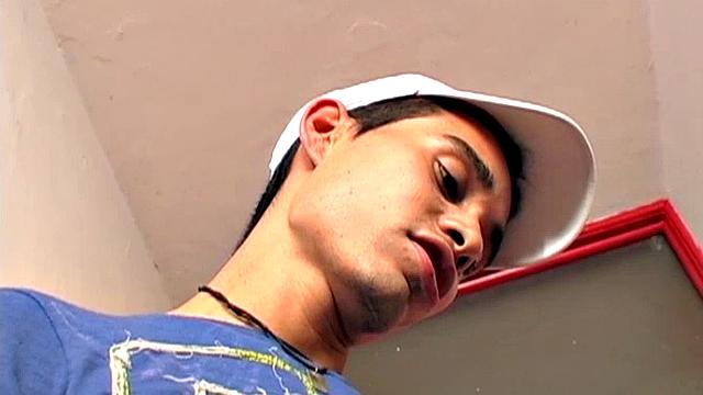 Alex wants to get fucked and a phone call soon has Lian at the door. He quickly gets the skinny boy naked and starts sucking his big uncut dick. Down on the floor, the boys are enjoying a 69 when Angel walks in.