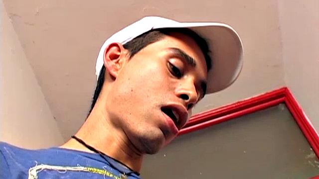 Alex wants to get fucked and a phone call soon has Lian at the door. He quickly gets the skinny boy naked and starts sucking his big uncut dick. Down on the floor, the boys are enjoying a 69 when Angel walks in.