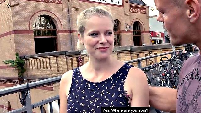 Public amateur POV fucked outdoors in Germany on sex date