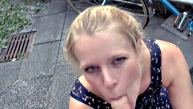 Public amateur POV fucked outdoors in Germany on sex date
