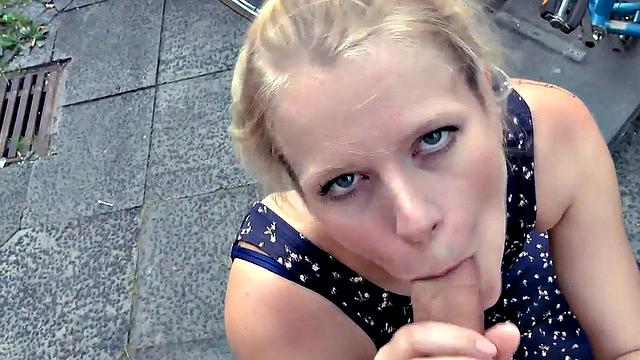 Public amateur POV fucked outdoors in Germany on sex date