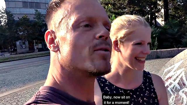 Public amateur POV fucked outdoors in Germany on sex date