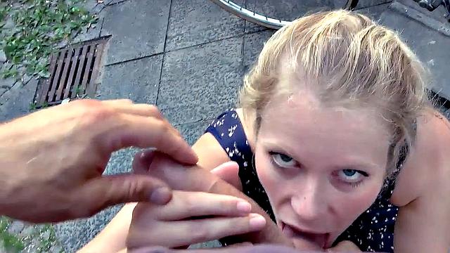Public amateur POV fucked outdoors in Germany on sex date