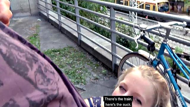 Public amateur POV fucked outdoors in Germany on sex date