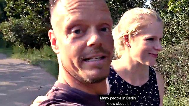 Public amateur POV fucked outdoors in Germany on sex date