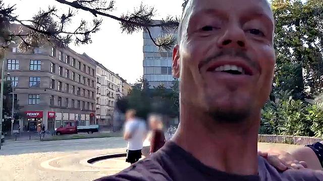 Public amateur POV fucked outdoors in Germany on sex date