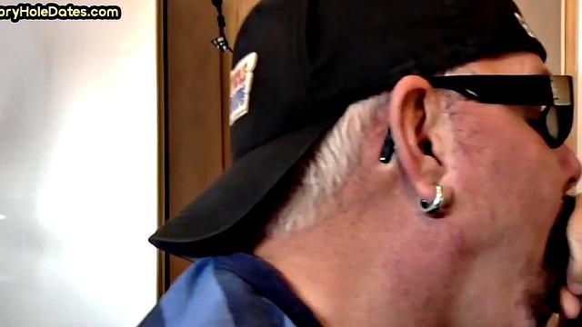 Cocksucking gloryhole gets fucked in homemade closeup