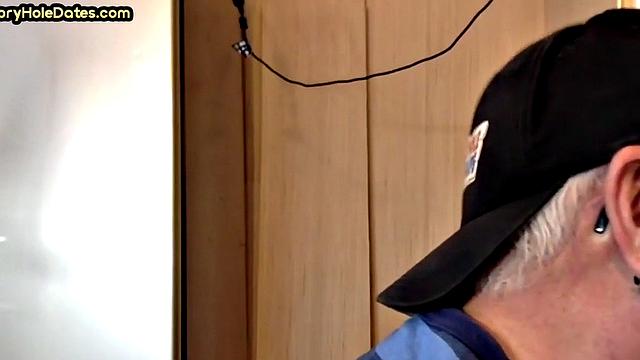 Cocksucking gloryhole gets fucked in homemade closeup