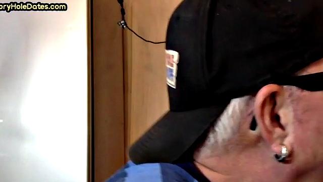 Cocksucking gloryhole gets fucked in homemade closeup