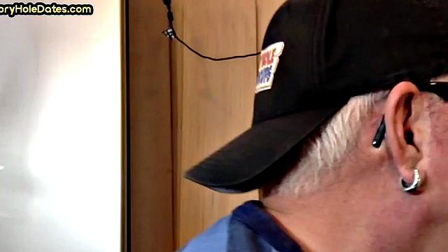 Cocksucking gloryhole gets fucked in homemade closeup