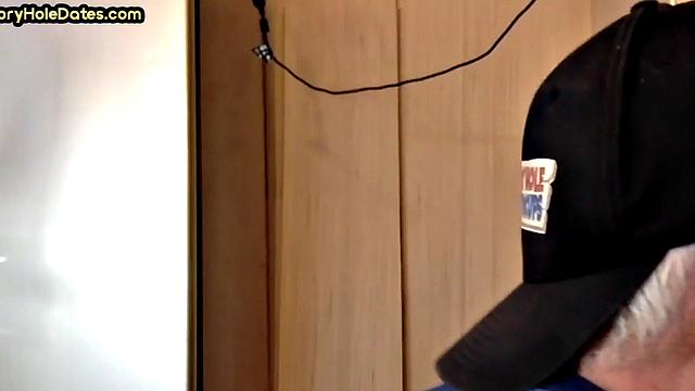 Cocksucking gloryhole gets fucked in homemade closeup