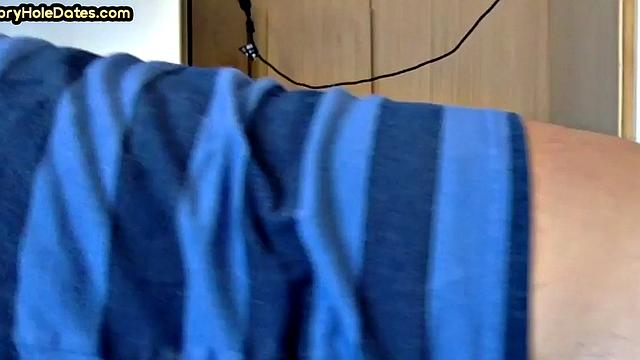 Cocksucking gloryhole gets fucked in homemade closeup