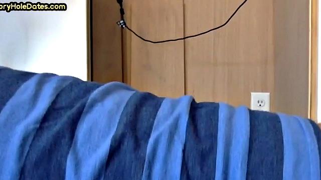 Cocksucking gloryhole gets fucked in homemade closeup