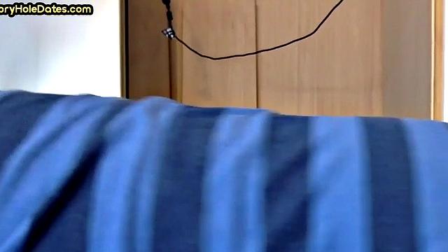 Cocksucking gloryhole gets fucked in homemade closeup