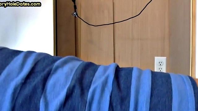 Cocksucking gloryhole gets fucked in homemade closeup