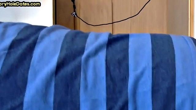 Cocksucking gloryhole gets fucked in homemade closeup