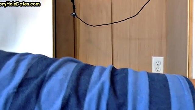 Cocksucking gloryhole gets fucked in homemade closeup