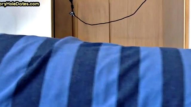 Cocksucking gloryhole gets fucked in homemade closeup