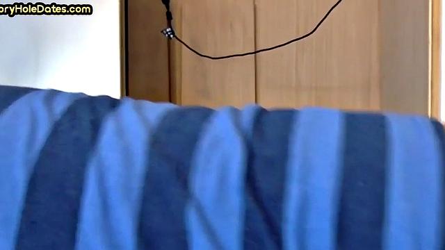 Cocksucking gloryhole gets fucked in homemade closeup