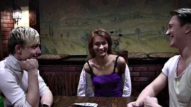 Hot threesome action with a savoury slutty babe