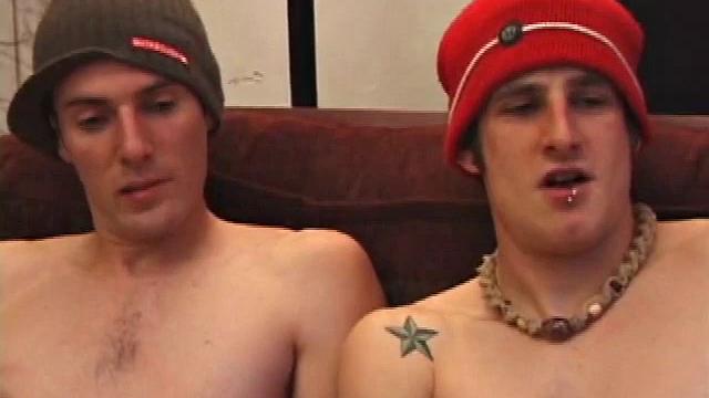 Curtis Glendale and Torque work up nice bulges, as they get comfortable. When Curtis is down to his boxers, Torque strips them off before taking Curtis's still soft cock into his mouth.