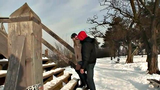 Slutty snow teen fucks grandpa's cock