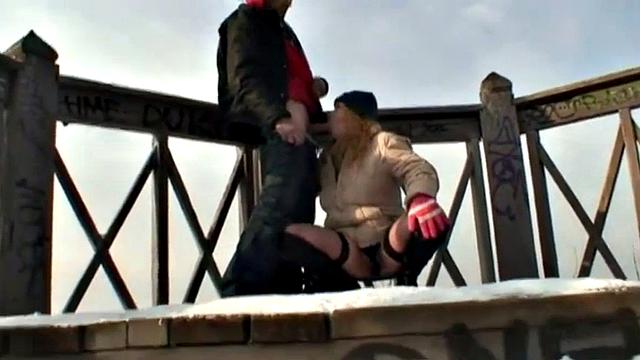 Slutty snow teen fucks grandpa's cock