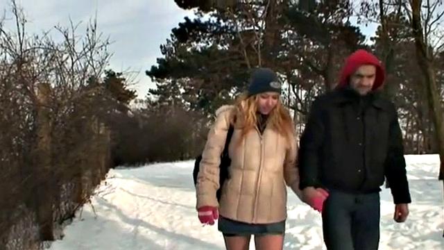 Slutty snow teen fucks grandpa's cock