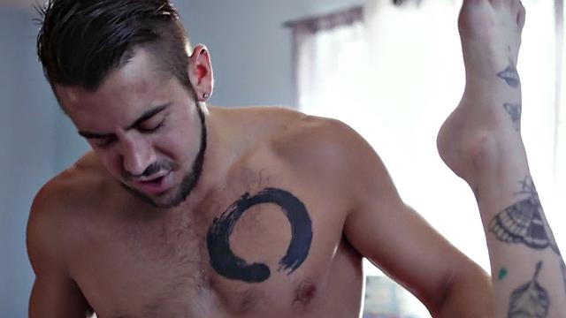 Tattooed petite 19yo translady fucked by male in the asshole