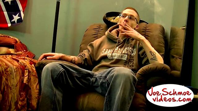Geeky White Guy Jerks Off and Cums - Whiteboy