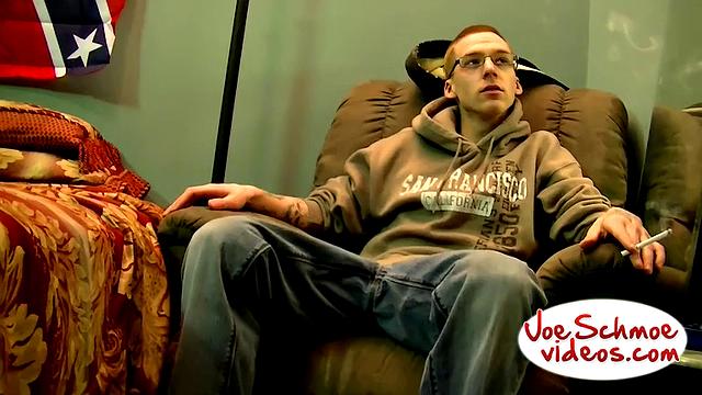 Geeky White Guy Jerks Off and Cums - Whiteboy