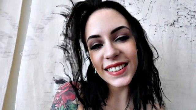 IR analgaping tattooed babe smashed by guy at home