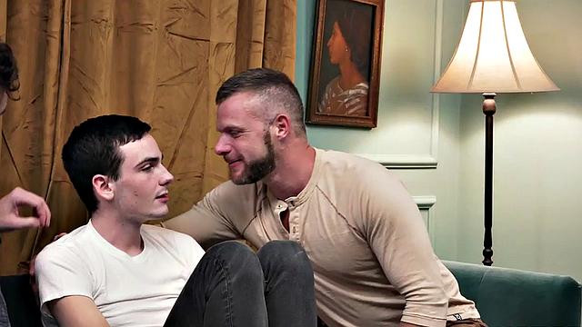 Skinny stepson barebacked in stepfamily 3some