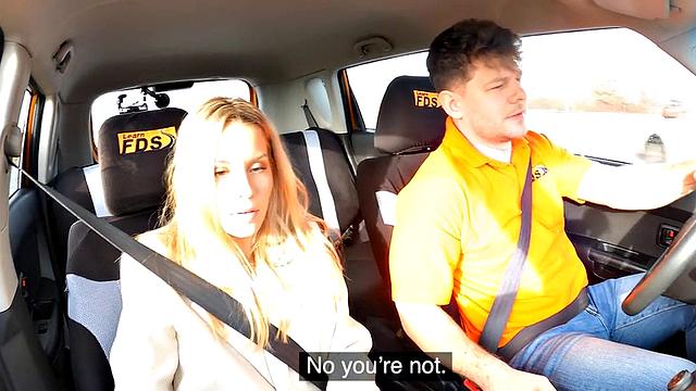 Amateur babe in stockings riding cock in car